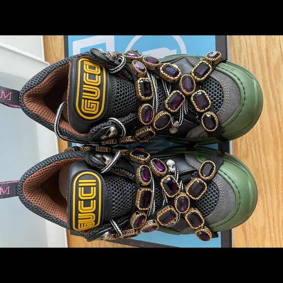 GUCCI FLASHTREK GREEN, REMOVABLE CRYSTALS SIZE 36 - Picture 2 of 5